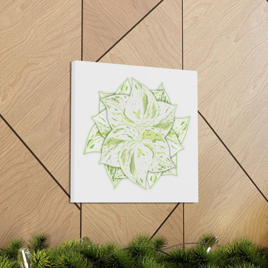 Snow Queen Pothos Canvas – Variegated Leaf Canvas Art Print | Durable Cotton - Laura Christine Photography & Design