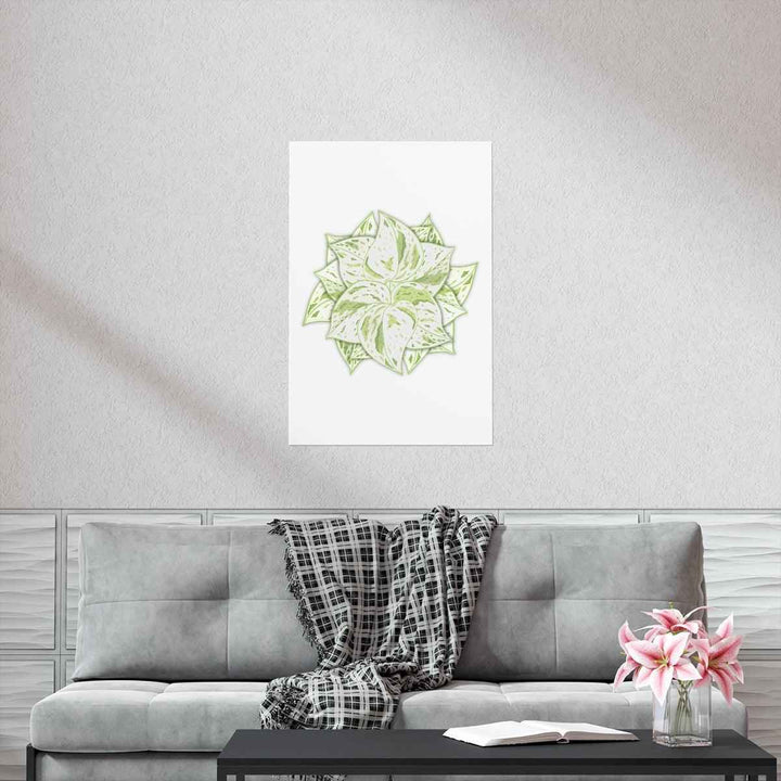 Snow Queen Pothos Print – Variegated Pothos Art on Museum Grade Paper Unframed