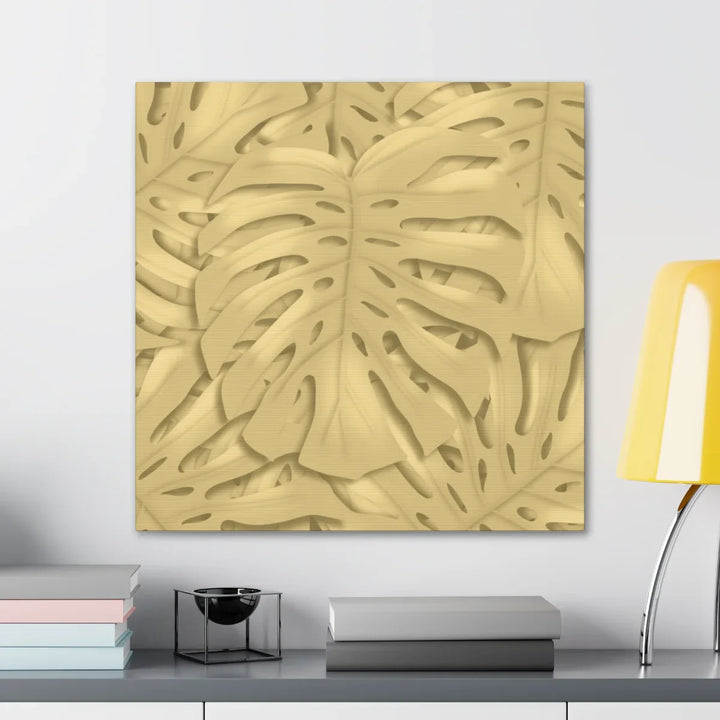 Golden Monstera Canvas - Indoor Wall Art | Durable Matte Finish Canvas Art Print