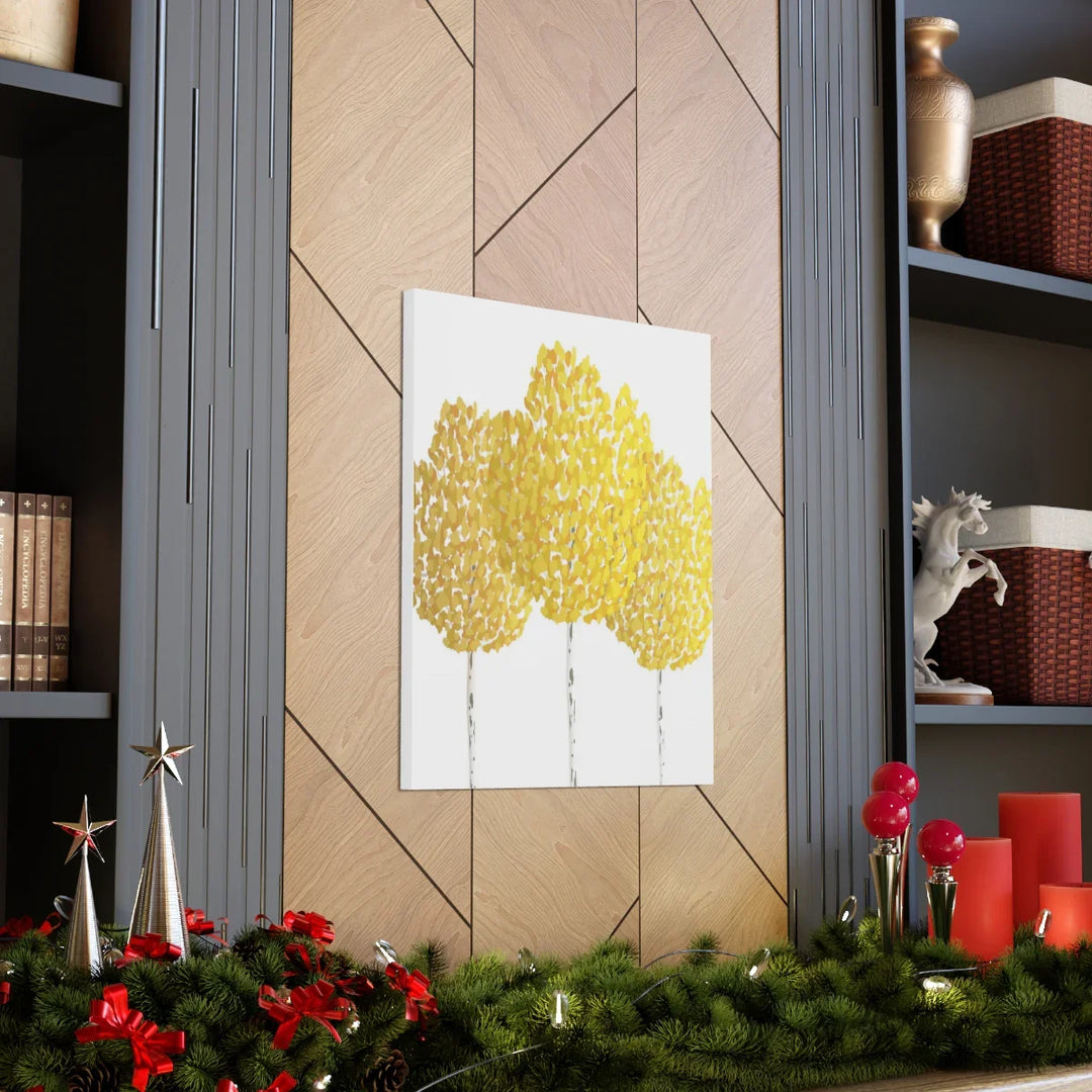 Fall Aspen Canvas - Stretched Cotton Canvas Art Print With Yellow Fall Foliage