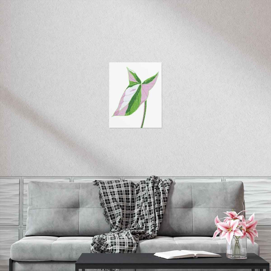 Syngonium Tricolor Print – Botanical Wall Art | Variegated Leaf Poster Unframed