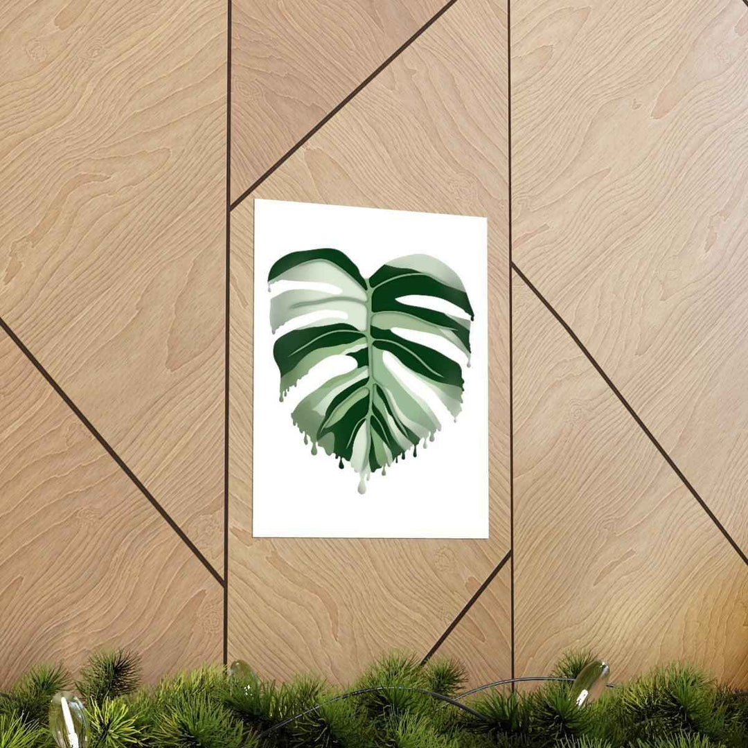 Melting Monstera Albo Print - Fine Art Poster | Botanical Wall Art on Matte Paper Unframed