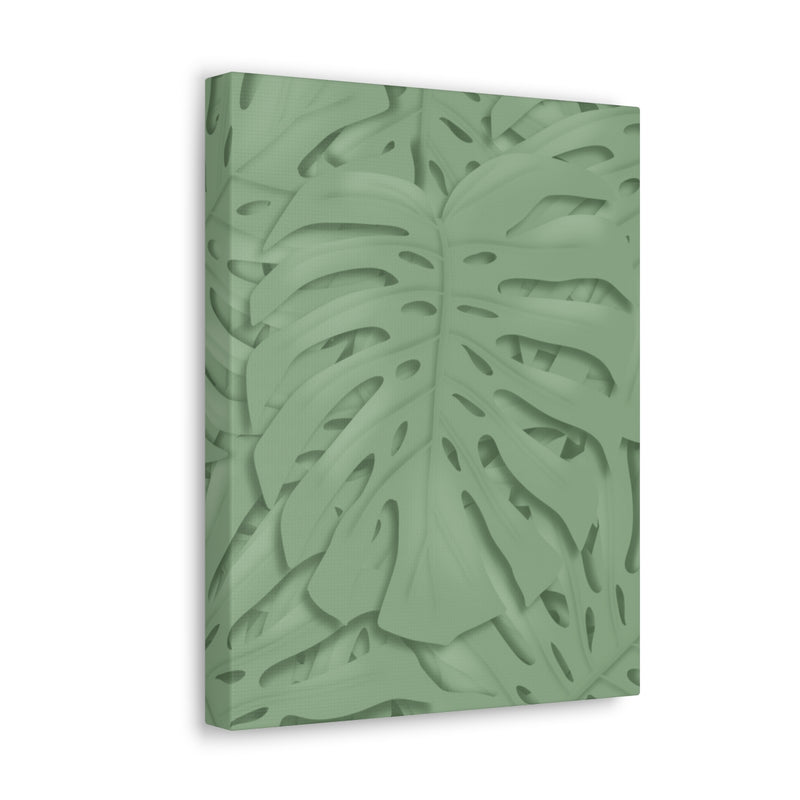 Deep Sage Monstera Canvas