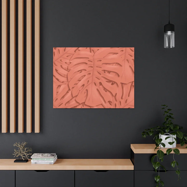 Coral Monstera Canvas - Botanical Canvas Art Print With Matte Finish & Durable Cotton