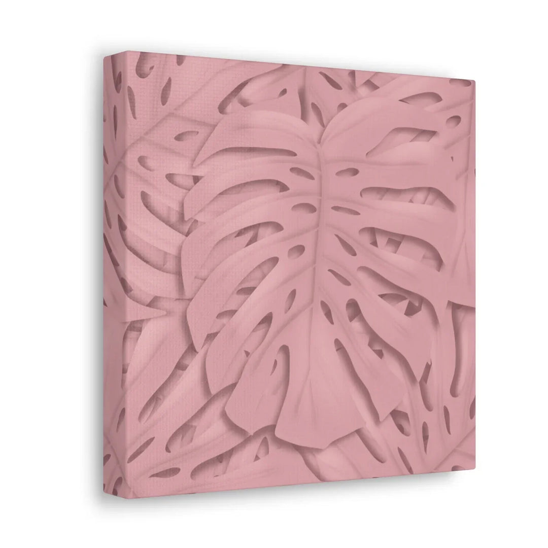 Monstera Canvas Art | Pink Wall Art - Botanical Wall Decor on Stretched Cotton Canvas Print