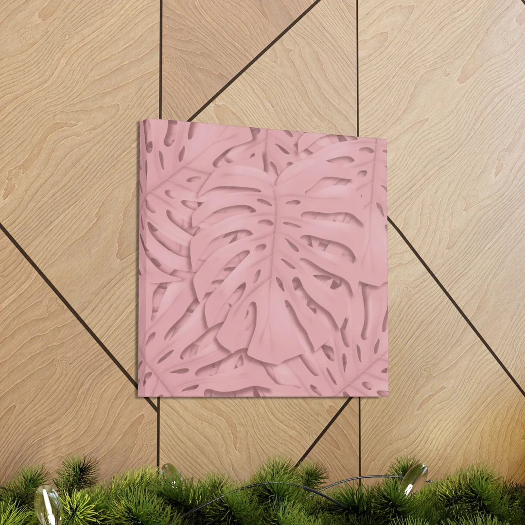 Monstera Canvas Art | Pink Wall Art - Botanical Wall Decor on Stretched Cotton Canvas Print