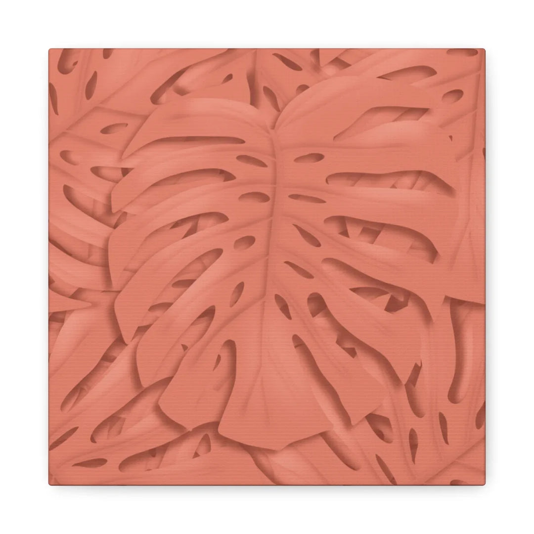 Coral Monstera Canvas - Botanical Canvas Art Print With Matte Finish & Durable Cotton