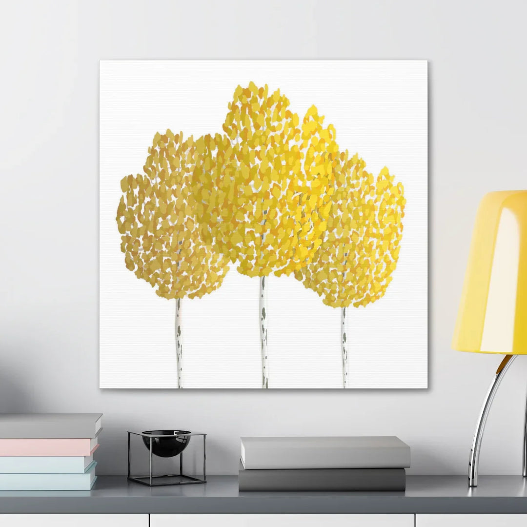 Fall Aspen Canvas - Stretched Cotton Canvas Art Print With Yellow Fall Foliage