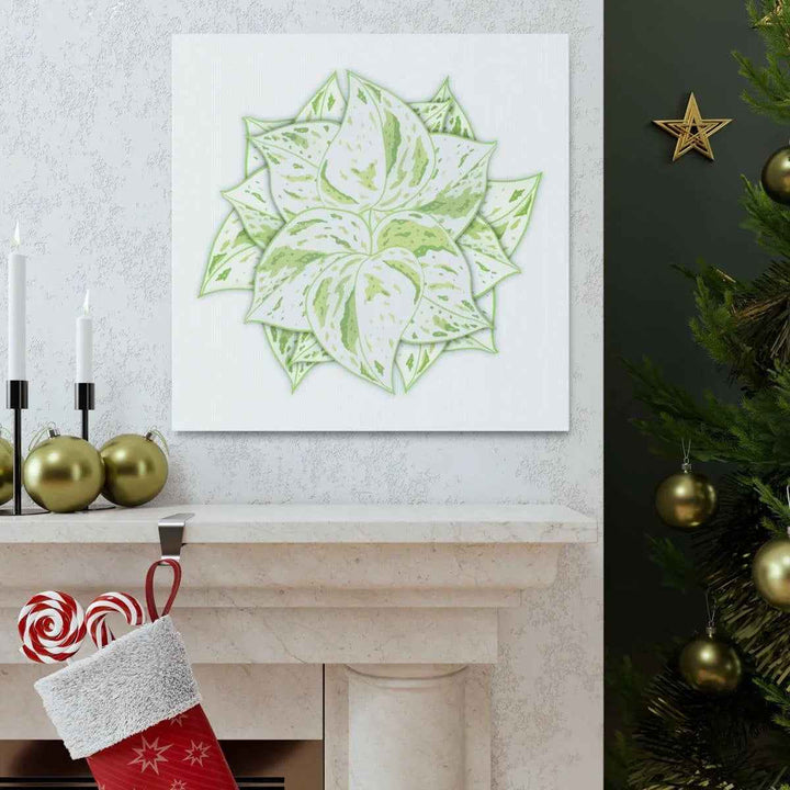 Snow Queen Pothos Canvas – Variegated Leaf Canvas Art Print | Durable Cotton