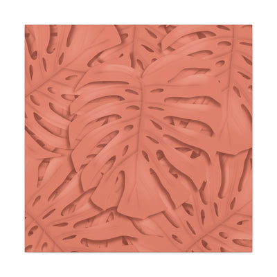 Coral Monstera Canvas