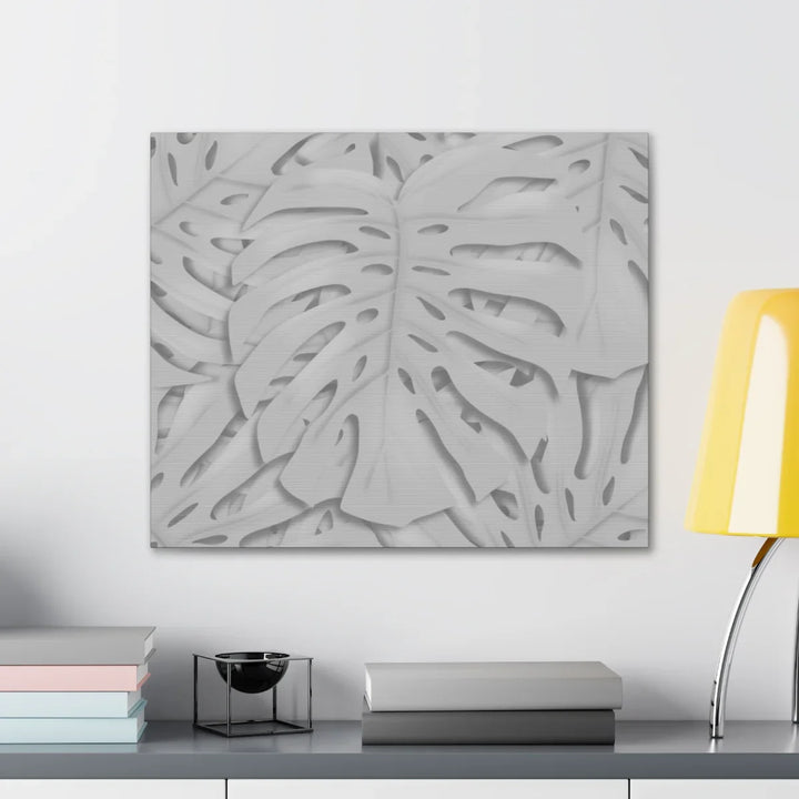 Monstera Canvas Art | Gray Canvas Print - Stretched Cotton Art Print for Indoor Wall Decor