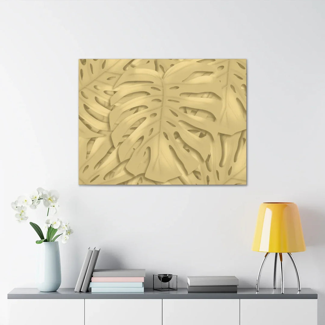 Golden Monstera Canvas - Indoor Wall Art | Durable Matte Finish Canvas Art Print