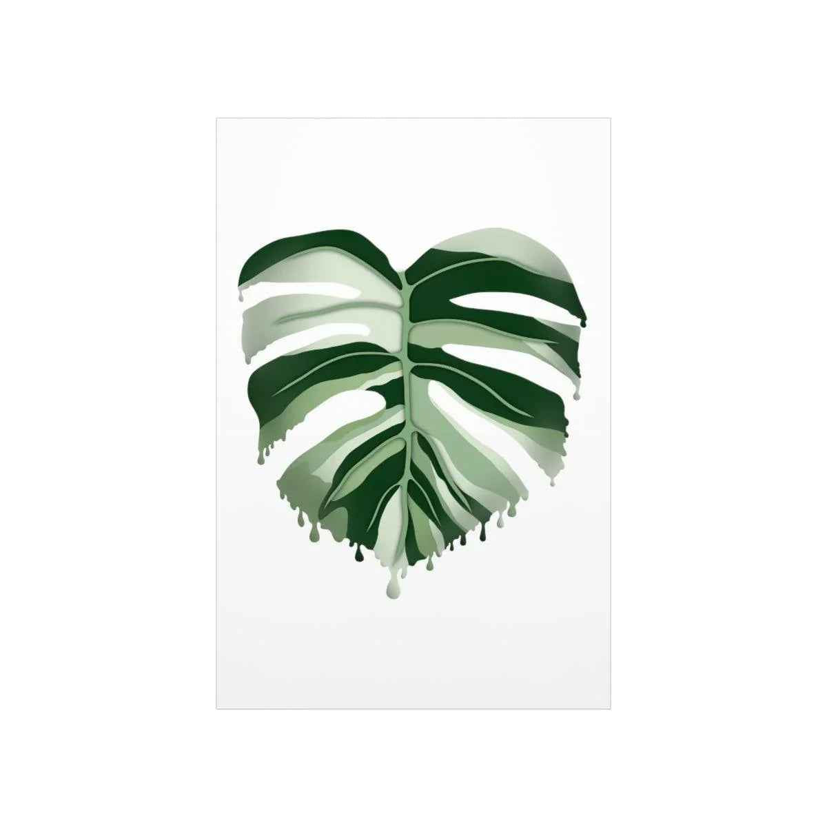 Melting Monstera Albo Print - Fine Art Poster | Botanical Wall Art on Matte Paper Unframed