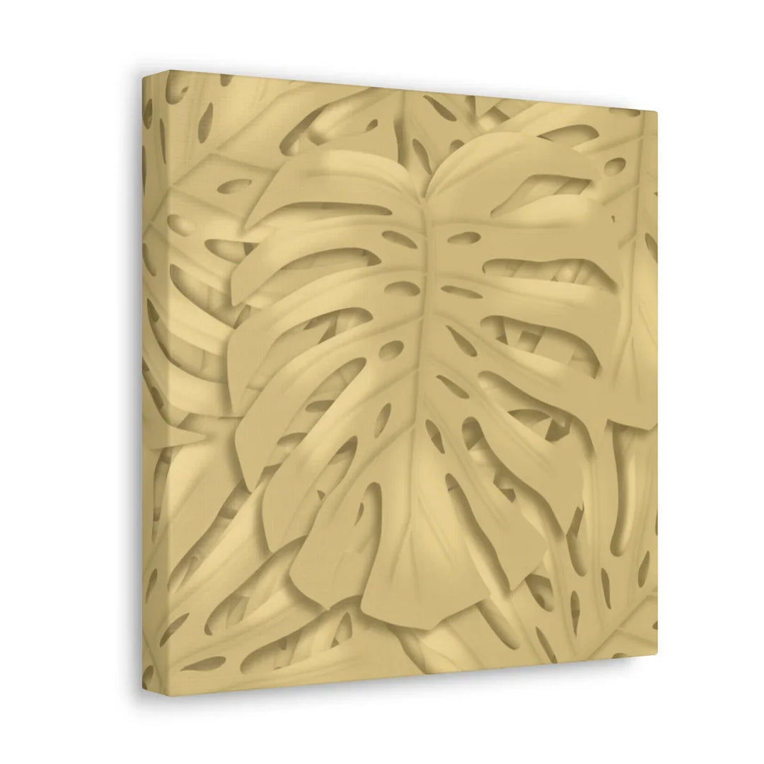 Golden Monstera Canvas - Indoor Wall Art | Durable Matte Finish Canvas Art Print