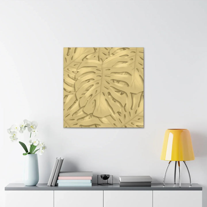 Golden Monstera Canvas - Indoor Wall Art | Durable Matte Finish Canvas Art Print