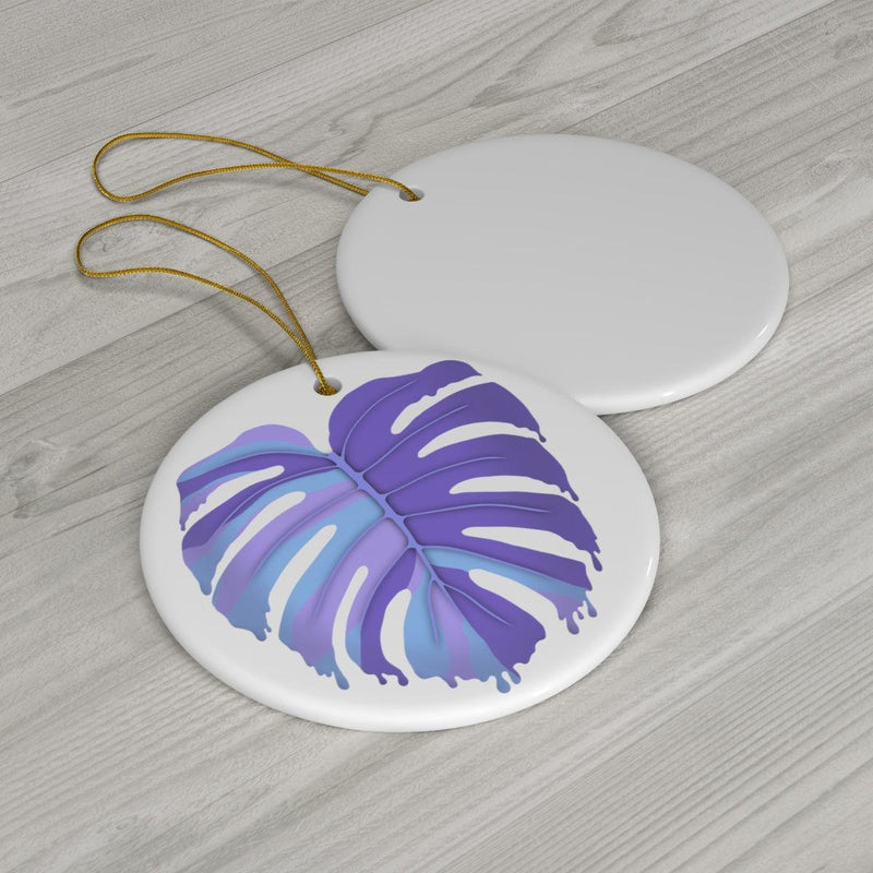 Melting Monstera Purple Ceramic Ornament, Home Decor, Laura Christine Photography & Design, Ceramic, Christmas, Glossy, Holiday Picks, Home & Living, ornament, Ornaments, Seasonal Decorations, Laura Christine Photography & Design, laurachristinedesign.com