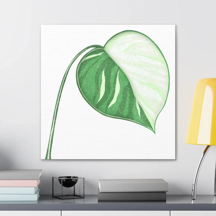 Monstera Albo Canvas | Large Tropical Leaf Artwork - Matte Finish Canvas Art Print - Laura Christine Photography & Design
