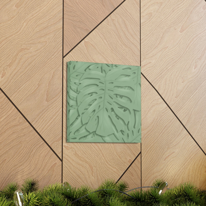 Deep Sage Monstera Canvas