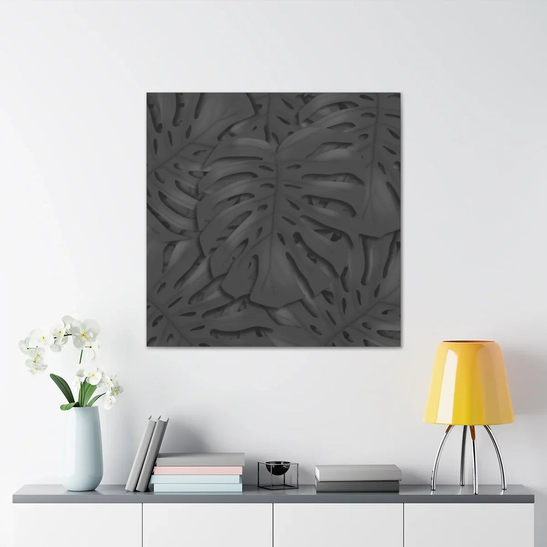 Monstera Canvas Art – Charcoal Leaf Canvas Art Print | Durable Matte Cotton Wall Decor