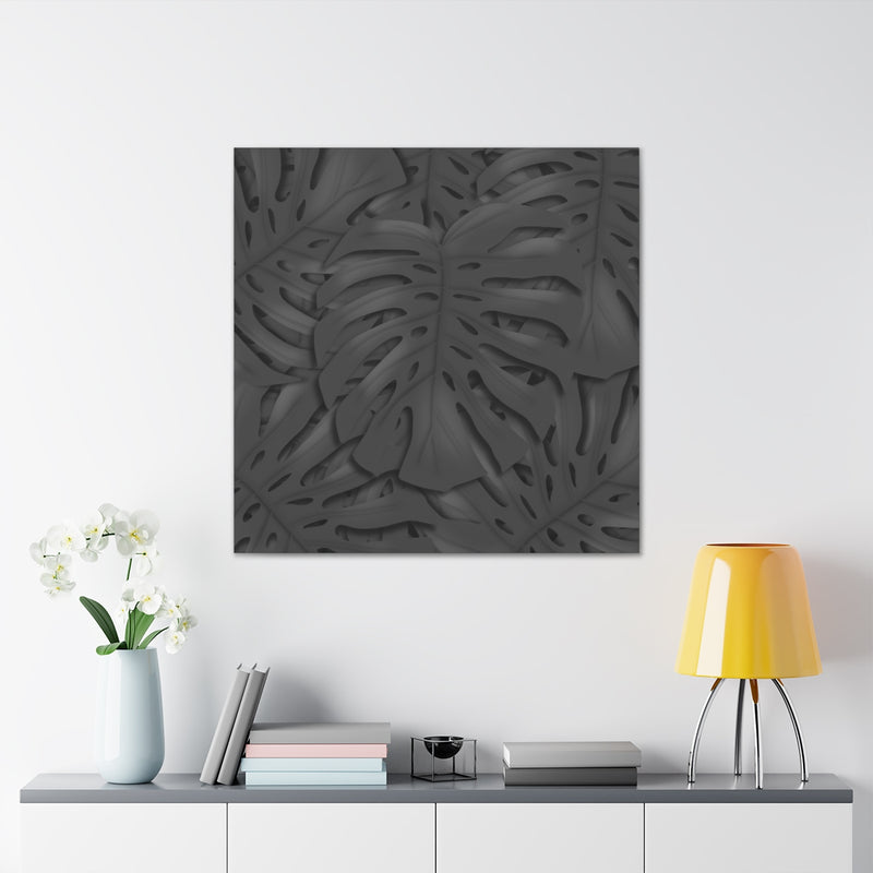 Charcoal Monstera Canvas