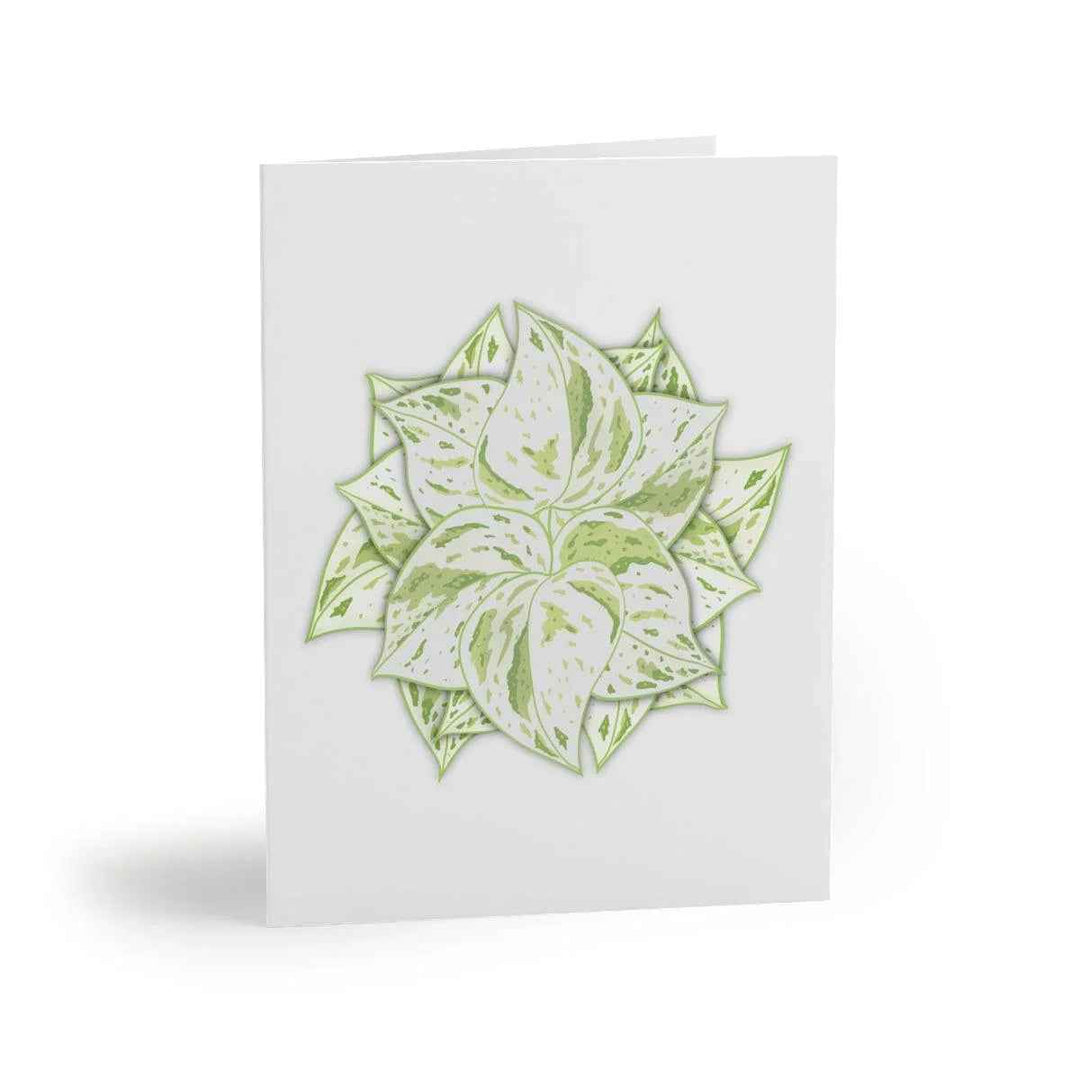 Snow Queen Greeting Card – Pothos Variegated Plant Design on Robust Cardstock