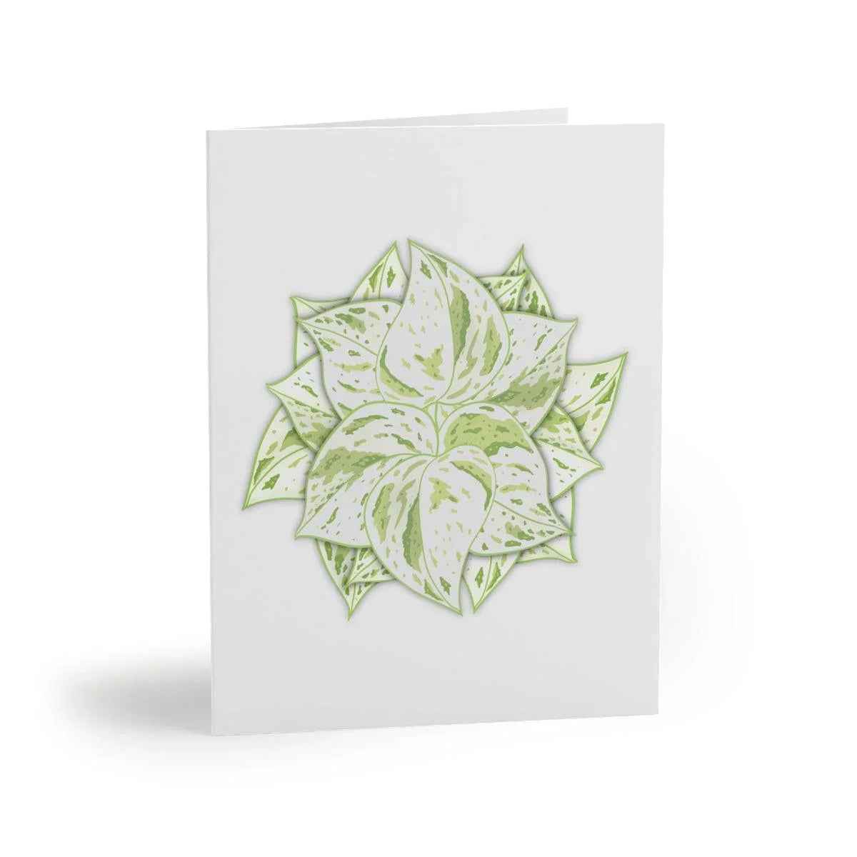 Snow Queen Greeting Card – Pothos Variegated Plant Design on Robust Cardstock