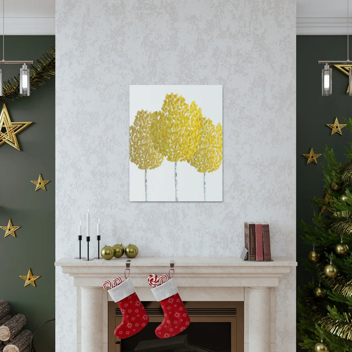 Fall Aspen Canvas - Stretched Cotton Canvas Art Print With Yellow Fall Foliage