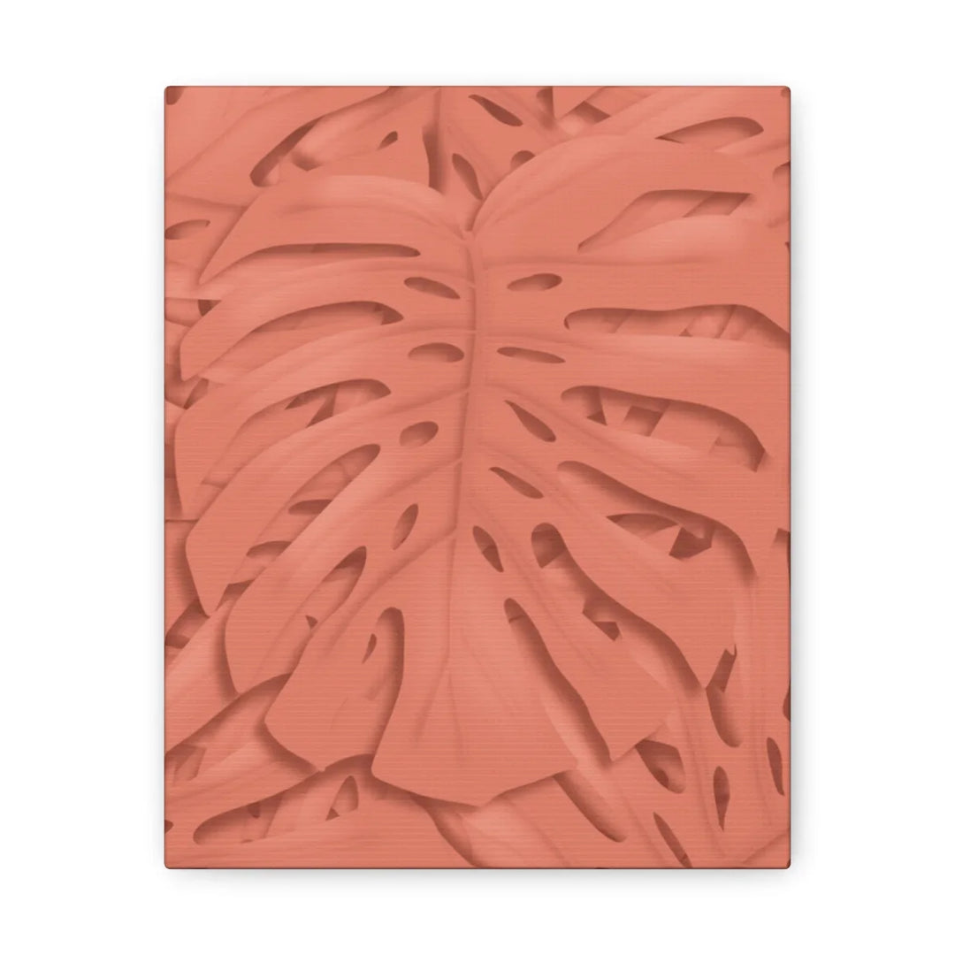 Coral Monstera Canvas - Botanical Canvas Art Print With Matte Finish & Durable Cotton