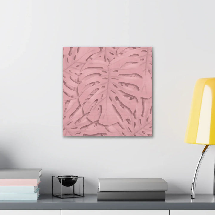 Monstera Canvas Art | Pink Wall Art - Botanical Wall Decor on Stretched Cotton Canvas Print