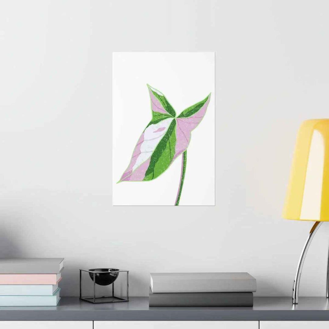 Syngonium Tricolor Print – Botanical Wall Art | Variegated Leaf Poster Unframed
