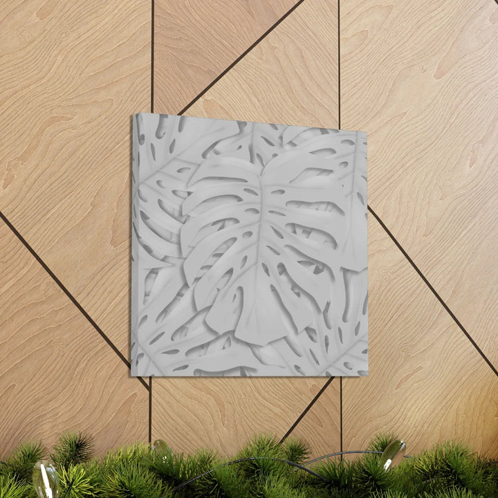 Monstera Canvas Art | Gray Canvas Print - Stretched Cotton Art Print for Indoor Wall Decor