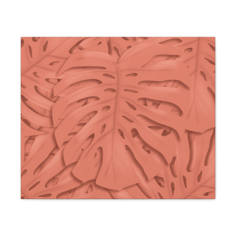 Coral Monstera Canvas