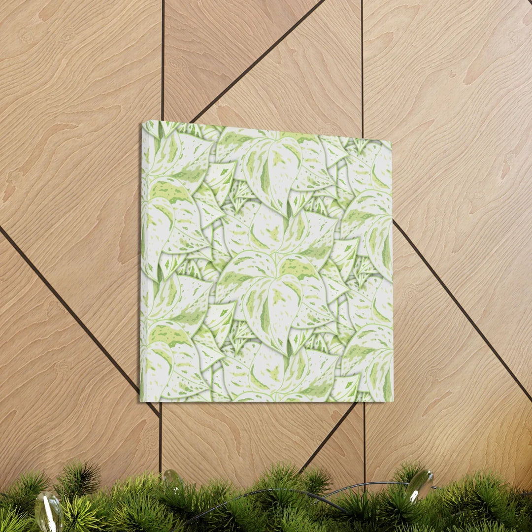 Snow Queen Pothos Canvas – Matte Finish Canvas Art Print | Variegated Botanical Wall Decor