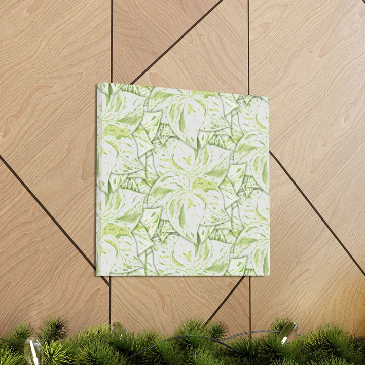 Snow Queen Pothos Canvas – Matte Finish Canvas Art Print | Variegated Botanical Wall Decor