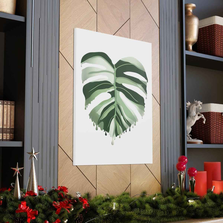 Melting Monstera Albo Canvas | Large Botanical Canvas Art Print With Matte Finish