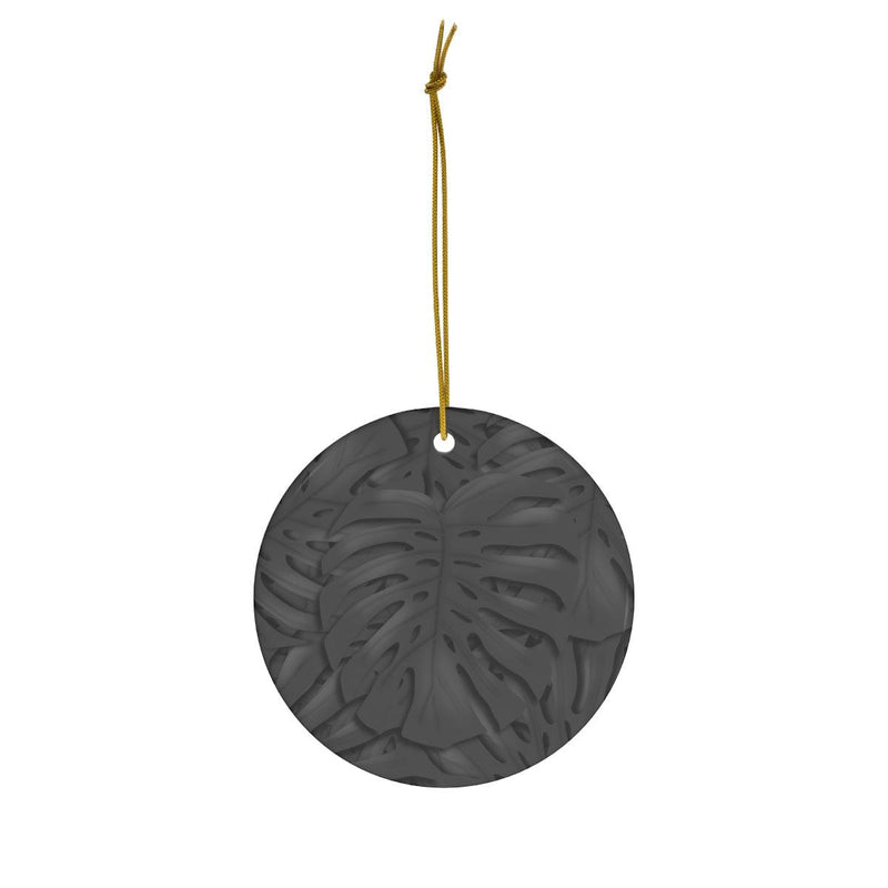 Charcoal Monstera Pattern Ceramic Ornament, Home Decor, Laura Christine Photography & Design, Ceramic, Christmas, Glossy, Holiday Picks, Home & Living, ornament, Ornaments, Seasonal Decorations, Laura Christine Photography & Design, laurachristinedesign.com