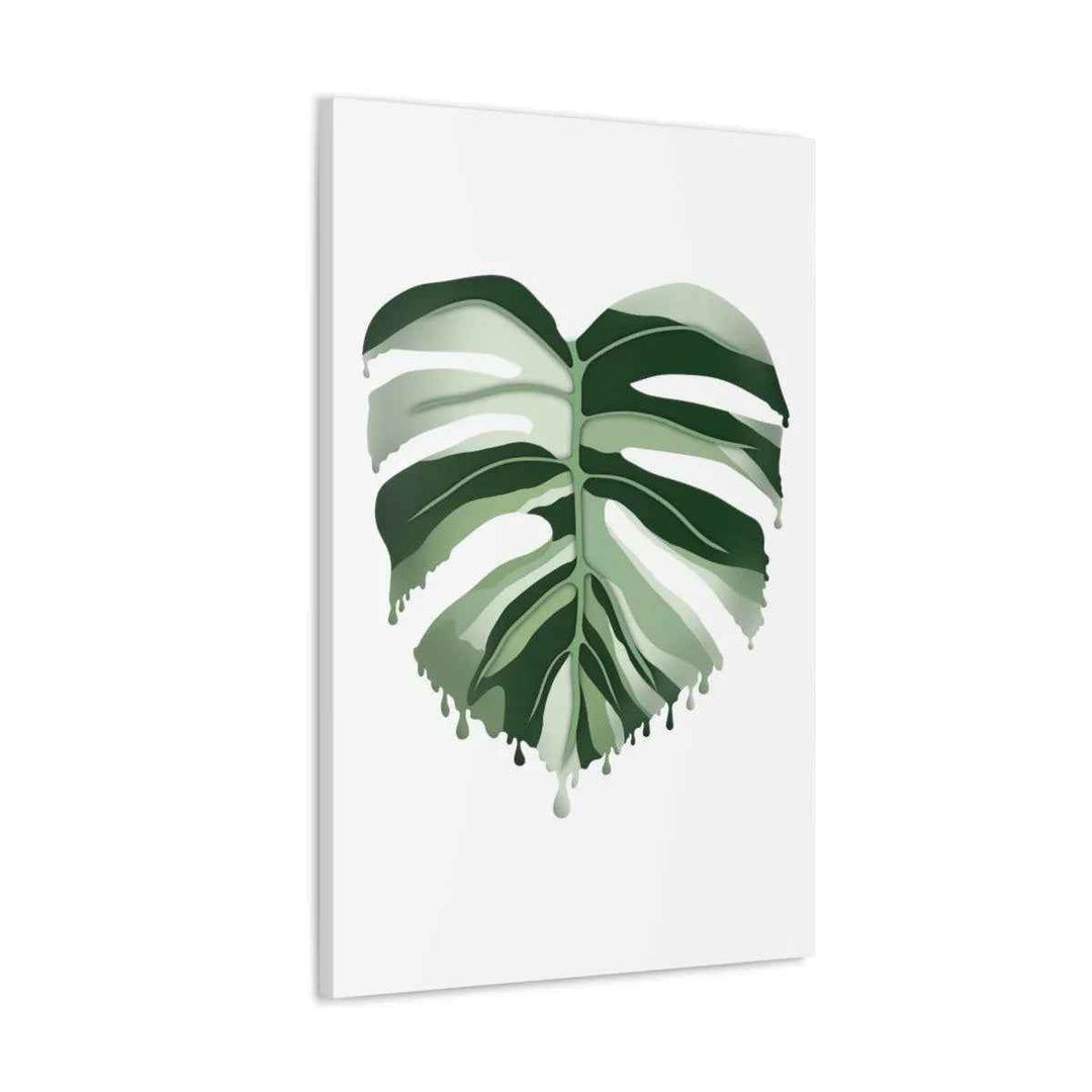Melting Monstera Albo Canvas | Large Botanical Canvas Art Print With Matte Finish