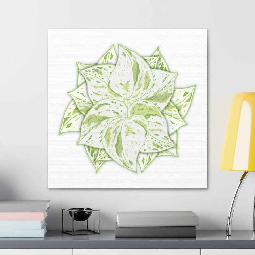 Snow Queen Pothos Canvas – Variegated Leaf Canvas Art Print | Durable Cotton