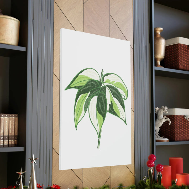 Philodendron Canvas Print - Cream Splash Variegated Plant Art on Matte Cotton Canvas