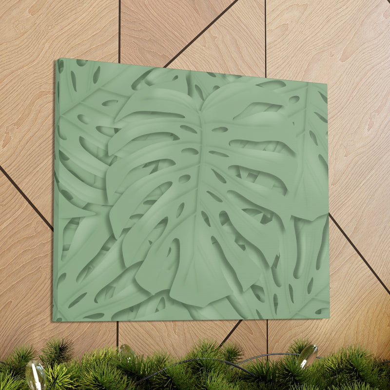 Deep Sage Monstera Canvas