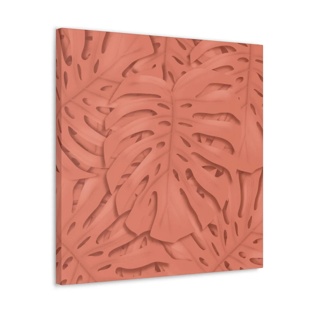 Coral Monstera Canvas - Botanical Canvas Art Print With Matte Finish & Durable Cotton