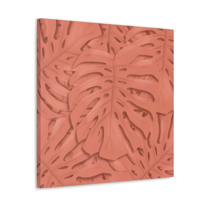 Coral Monstera Canvas - Botanical Canvas Art Print With Matte Finish & Durable Cotton