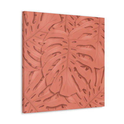 Coral Monstera Canvas