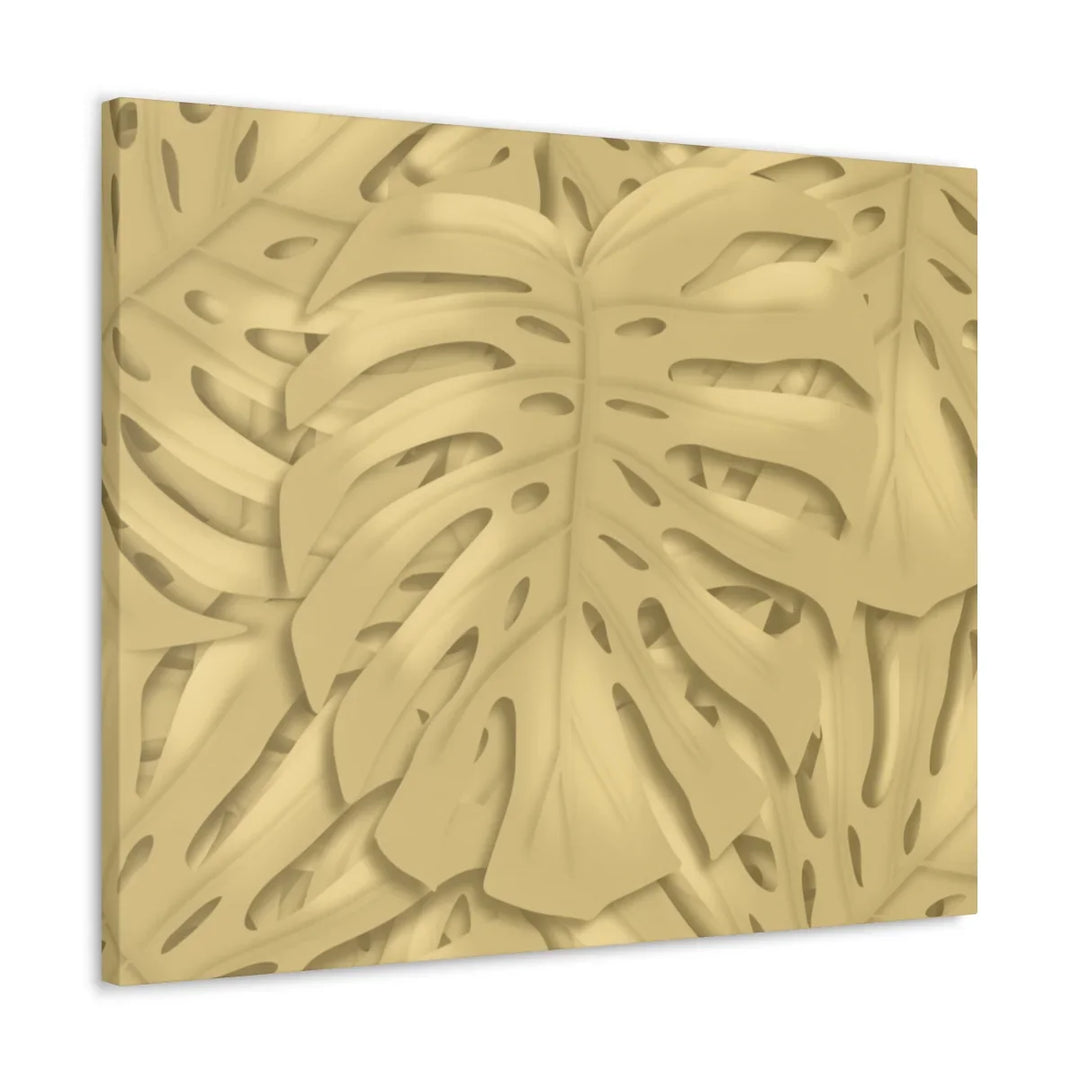Golden Monstera Canvas - Indoor Wall Art | Durable Matte Finish Canvas Art Print