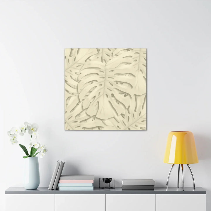 Monstera Canvas Print – Durable Cotton Stretched Canvas Art Print | Beige Botanical Wall Decor