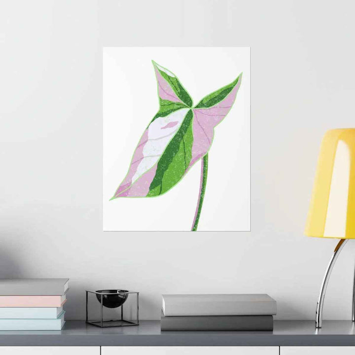 Syngonium Tricolor Print – Botanical Wall Art | Variegated Leaf Poster Unframed