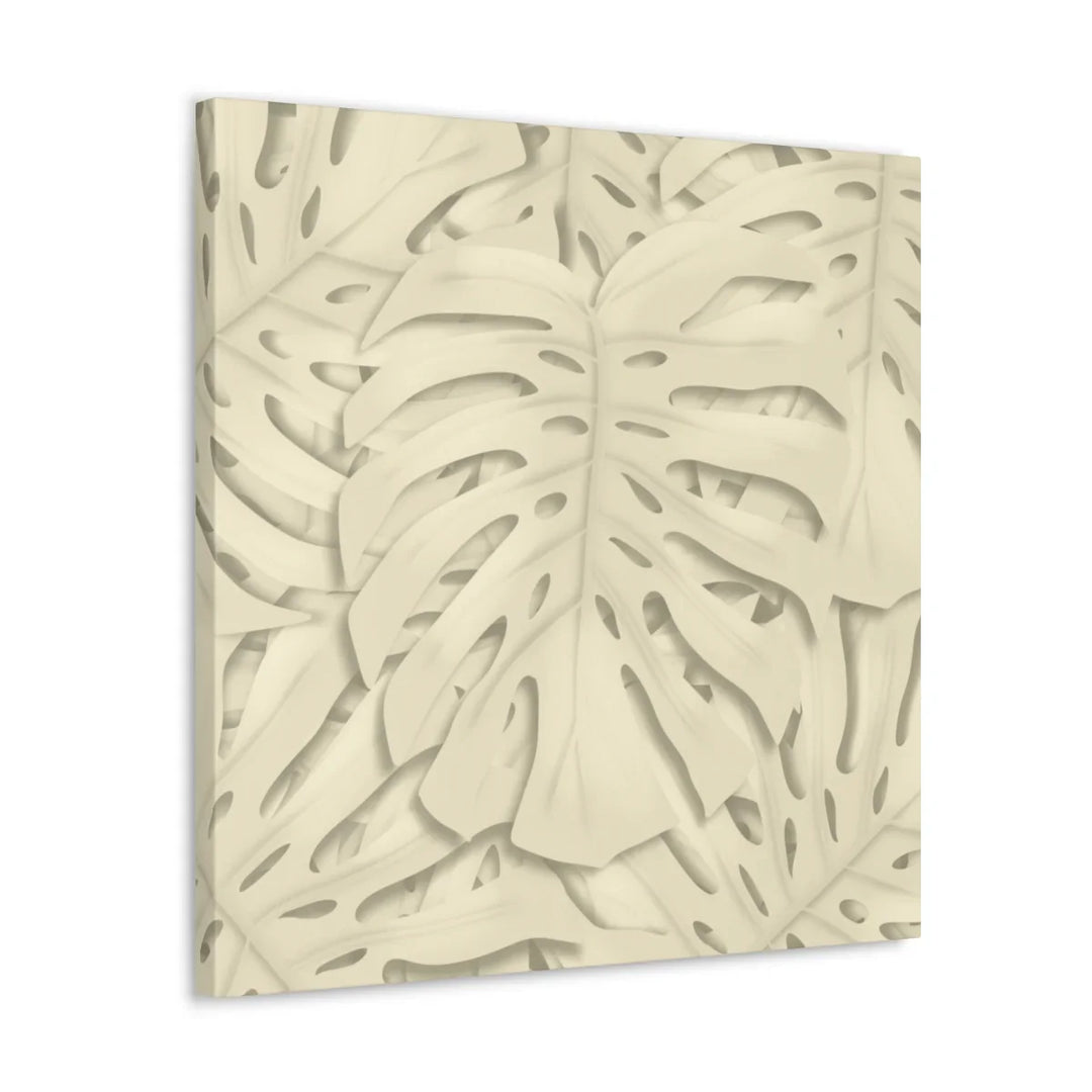 Monstera Canvas Print – Durable Cotton Stretched Canvas Art Print | Beige Botanical Wall Decor