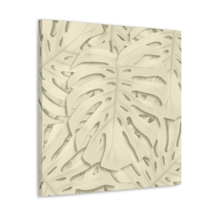 Monstera Canvas Print – Durable Cotton Stretched Canvas Art Print | Beige Botanical Wall Decor