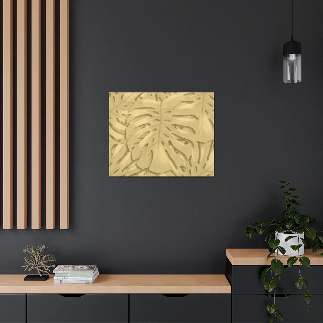 Golden Monstera Canvas - Indoor Wall Art | Durable Matte Finish Canvas Art Print