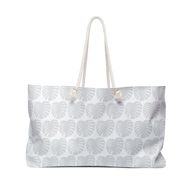 Light Gray Monstera Pattern Weekender Bag